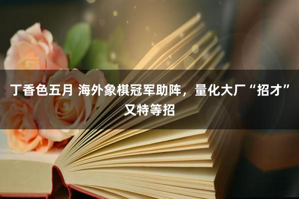 丁香色五月 海外象棋冠军助阵,量化大厂“招才”又特等招