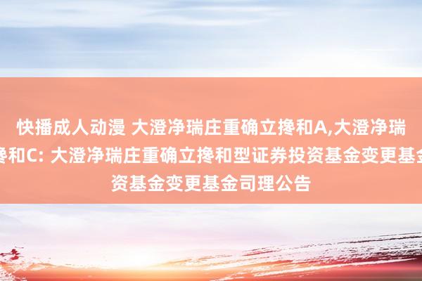 快播成人动漫 大澄净瑞庄重确立搀和A，大澄净瑞庄重确立搀和C: 大澄净瑞庄重确立搀和型证券投资基金变更基金司理公告