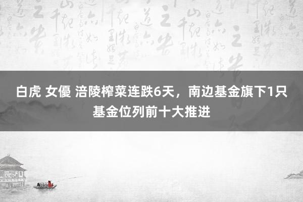 白虎 女優 涪陵榨菜连跌6天,南边基金旗下1只基金位列前十大推进