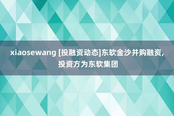 xiaosewang [投融资动态]东软金沙并购融资， 投资方为东软集团