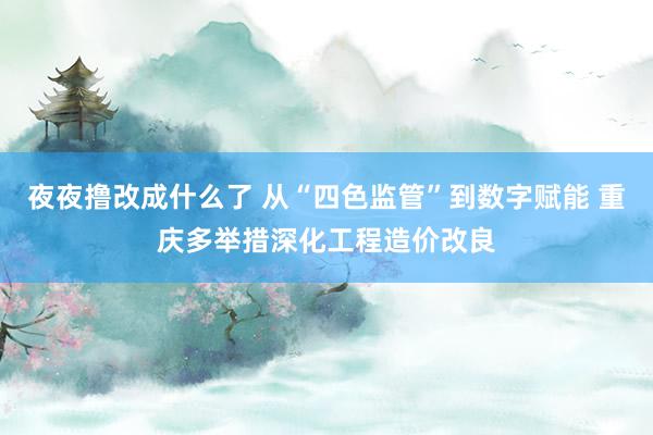 夜夜撸改成什么了 从“四色监管”到数字赋能 重庆多举措深化工程造价改良