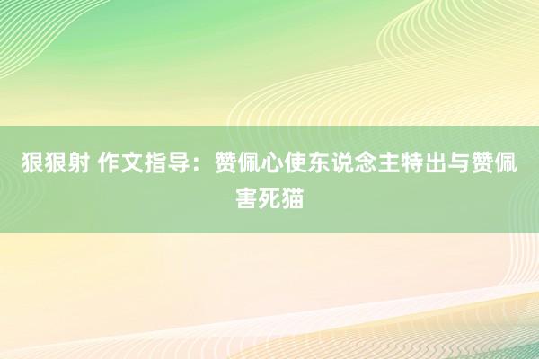 狠狠射 作文指导：赞佩心使东说念主特出与赞佩害死猫