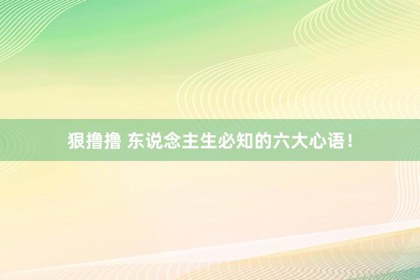 狠撸撸 东说念主生必知的六大心语！
